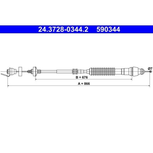 Ate 24.3728-0344.2 Seilzug KupplungsbetäTigung FüR CitroëN Peugeot-image