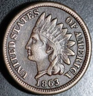 1863 INDIAN HEAD CENT - With LIBERTY & DIAMONDS - XF EF