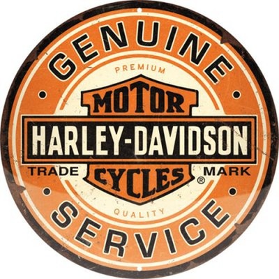 Harley-Davidson - Genuine Blechschild, rund, 35 x 35 cm, gewölbt & Motiv geprägt