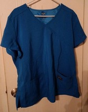 Koi Tech By Kathy Peterson Women's Size XL Blue Scrub Top