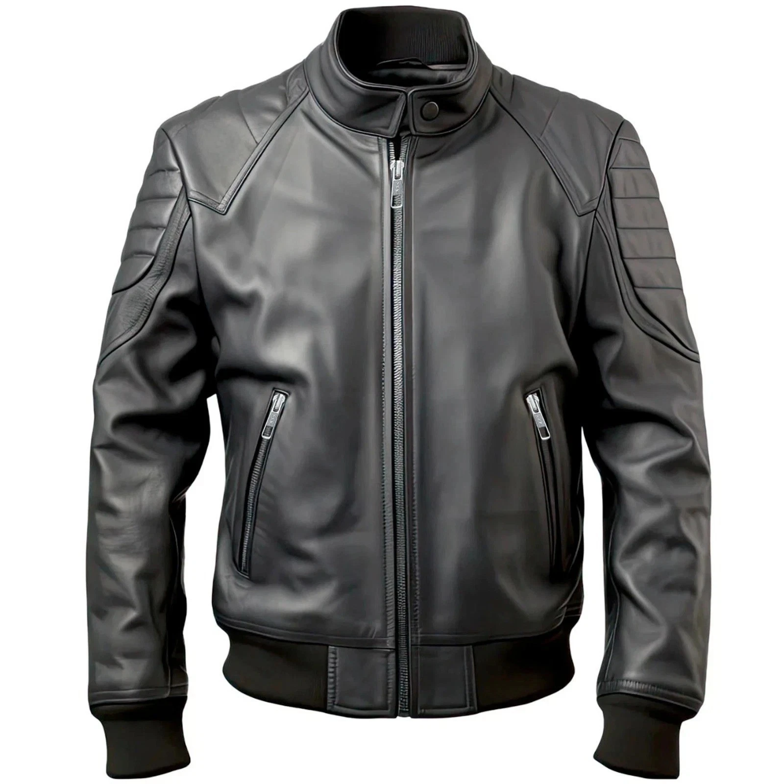 Men's Black Real Sheepskin Leather Motorcycle Jacket Vintage Cafe Racer Jacket
Opens in a new window
