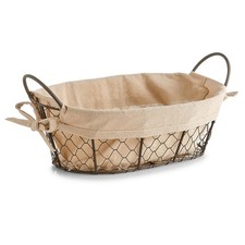Cesta de pan Zeller "Countrystyle" metal/lino 30x21x11 cm