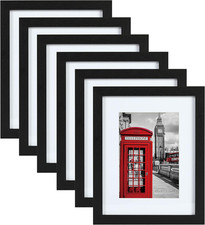 PEALSN 11x14 Picture Frame Set of 6 Wall Tabletop Black Woodgrain