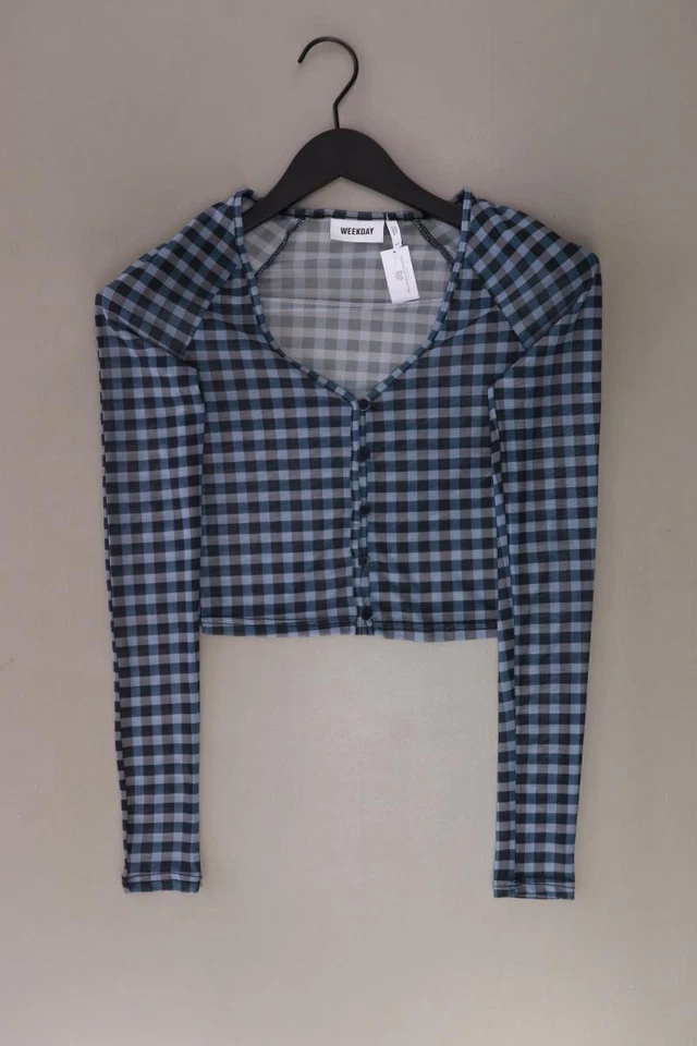 ✅ Weekday Karobluse Regular Bluse für Damen Gr. 32, XS kariert Langarm blau ✅