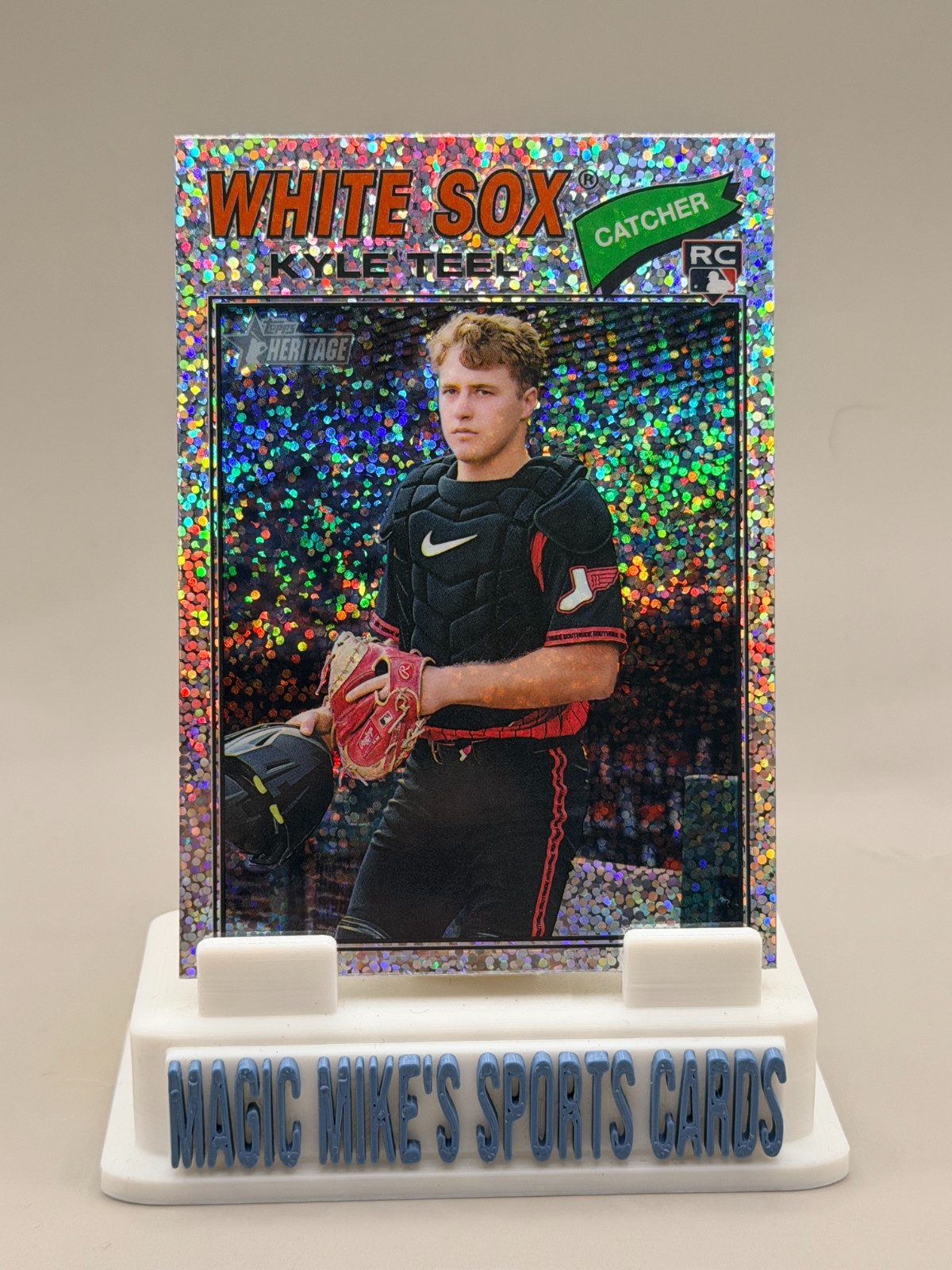 Kyle Teel Rookie 2026 Topps Heritage #182 Chrome Silver Sparkle Refractor SP RC