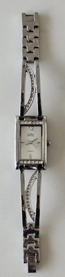  Elite Model 5089558 Ladies Silver Tone Rectangle Watch with Crystal Accents Wor