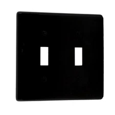 Hubbell NP2BK Black 2-Gang Toggle Switch Unbreakable Nylon Standard Wallplate