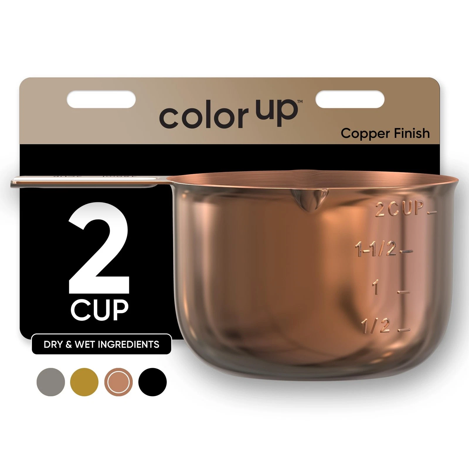 2 Cup Measuring Cup, 480ml Copper Stainless Steel Metal Measuring Scoop, Easy...