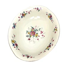 Antique Schumann Fine Porcelain China Vegetable Serving Bowl Dresden Flowers 10"