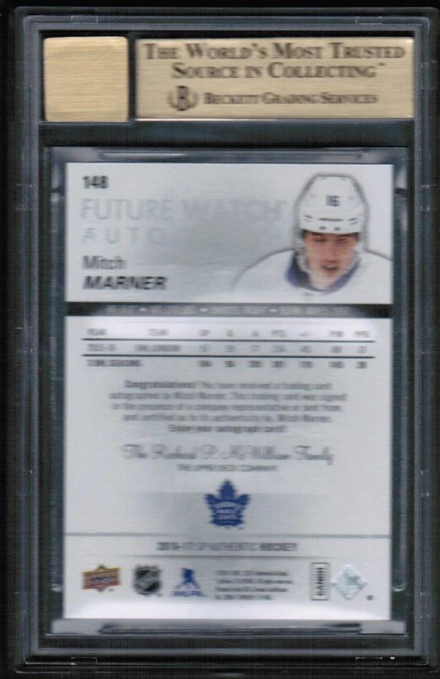2016-17 UD SP Authentic #148 Mitch Marner Future Watch Rookie BGS 9.5 Auto 10 - Image 4 of 4
