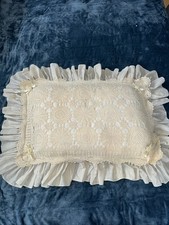 Vintage Frilly Hand Chrochet Bed Pillow Covers Set Of 2 Standard Pillow Size