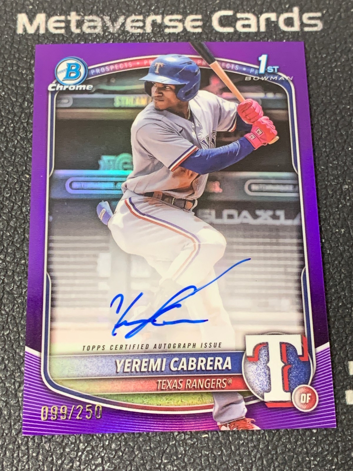 2025 Bowman Chrome Yeremi Cabrera 1st Prospects Auto Purple /250 Rangers