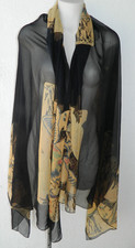 Vintage HARARI Huge Silk Asian Inspired Scarf Made in USA Stunning!