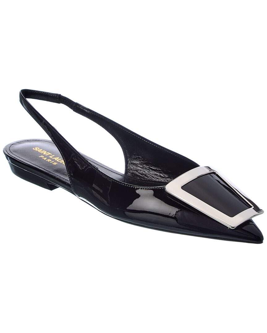 Saint Laurent Vivi fiocco vernice slingback piatto donna nero 36 5