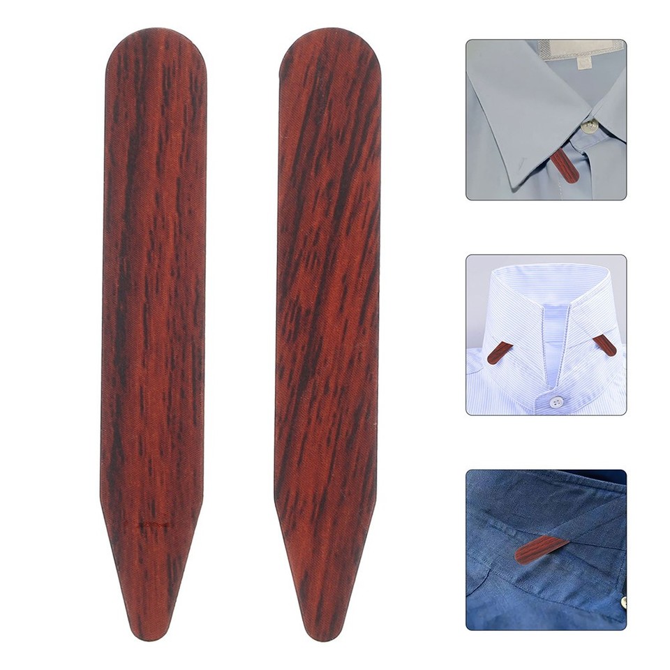 Durable Wooden Collar Stay Inserts Small Collar Tabs for Mens Formal ...