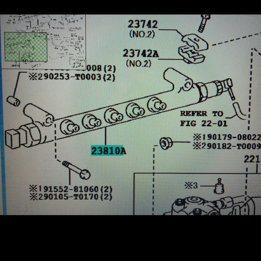 Genuine OEM Fuel Diesel Common Rail Assy 23810-0L030 Fits 2005-2018 Toyota Hilux - Image 2 of 2