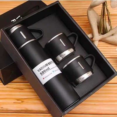 Black Set Of 500ml Stainless Steel Vacuum Insulated Bottle Water Flask