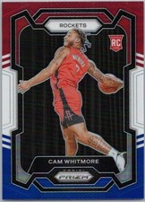 2023-24 Panini Prizm Red White Blue Cam Whitmore Rookie Parallel Card RC #129. rookie card picture