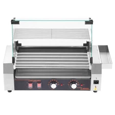 Uimoso Electric 12 Hot Dog 5 Roller Commercial Grill Cooker Machine Cover 750W