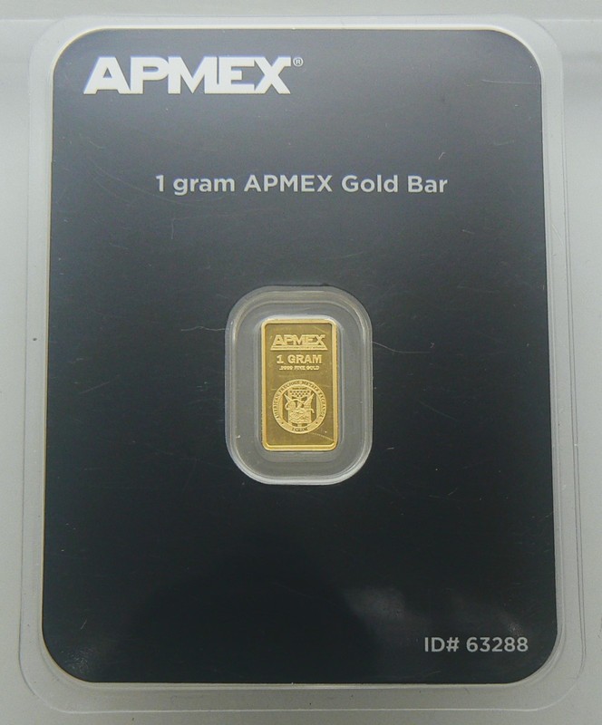 1 gram Gold Bar - APMEX - .9999 Fine in Sealed Assay