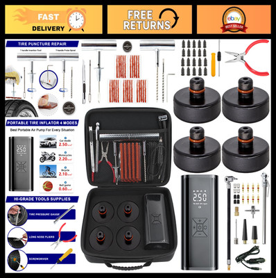 4PCS Lifting Jack Pad for Tesla Model 3/Y/S/X + Tire Repair Kit & Air Compressor