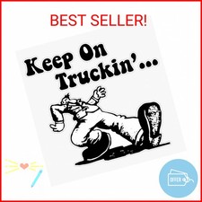 Keep On Truckin - Black Bumper Sticker Window Vinyl Decal 5"