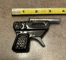 Vintage NO 1 Pressed Tin Toy Double Barrel Cap Gun Pistol Embossed Free Shipping