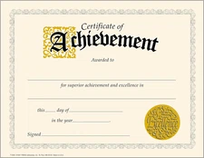 Trend Certificate of Achievement Classic Certificates, 8-1/2" x 11", 30 Count
