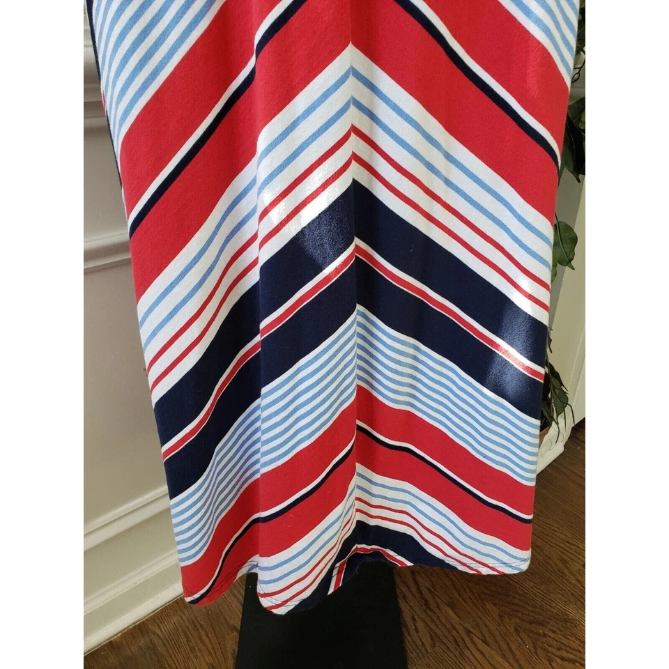 Maxi Vestido Largo Chaps Para Mujer Multicolor 100% Algodón Cuello Redondo Sin Mangas Talla L Foto 4 de 4