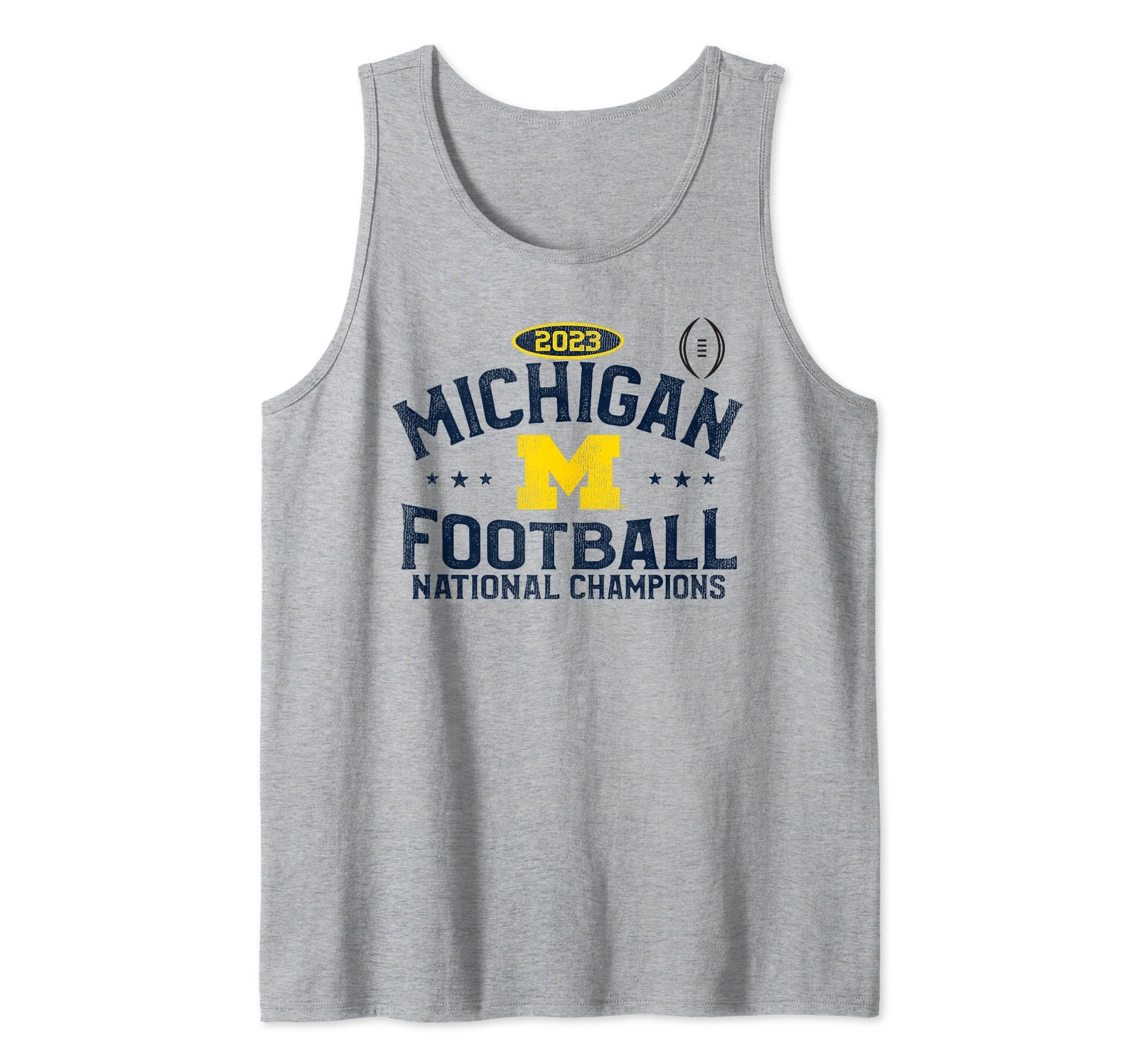 Michigan Wolverines 2023 CFP National Champs Star Gray Tank Top