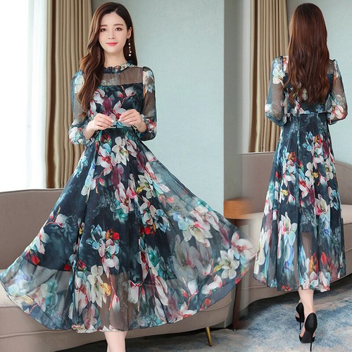 Korean Womens Fashion Floral Long 