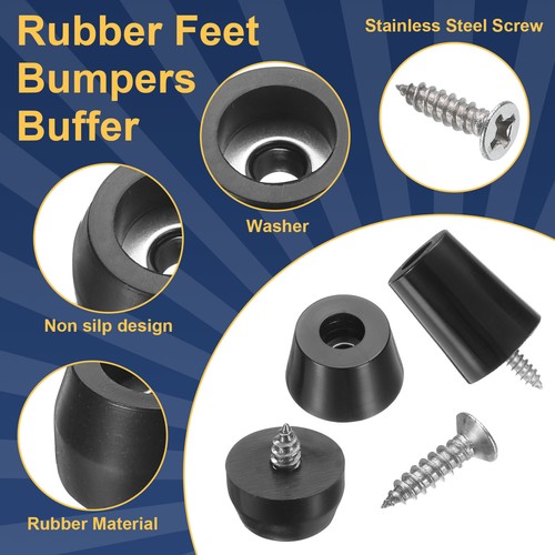 24pcs Rubber Feet Bumpers Buffer with Screws (Black, 0.7"H x 0.7"D) - Picture 3 of 6