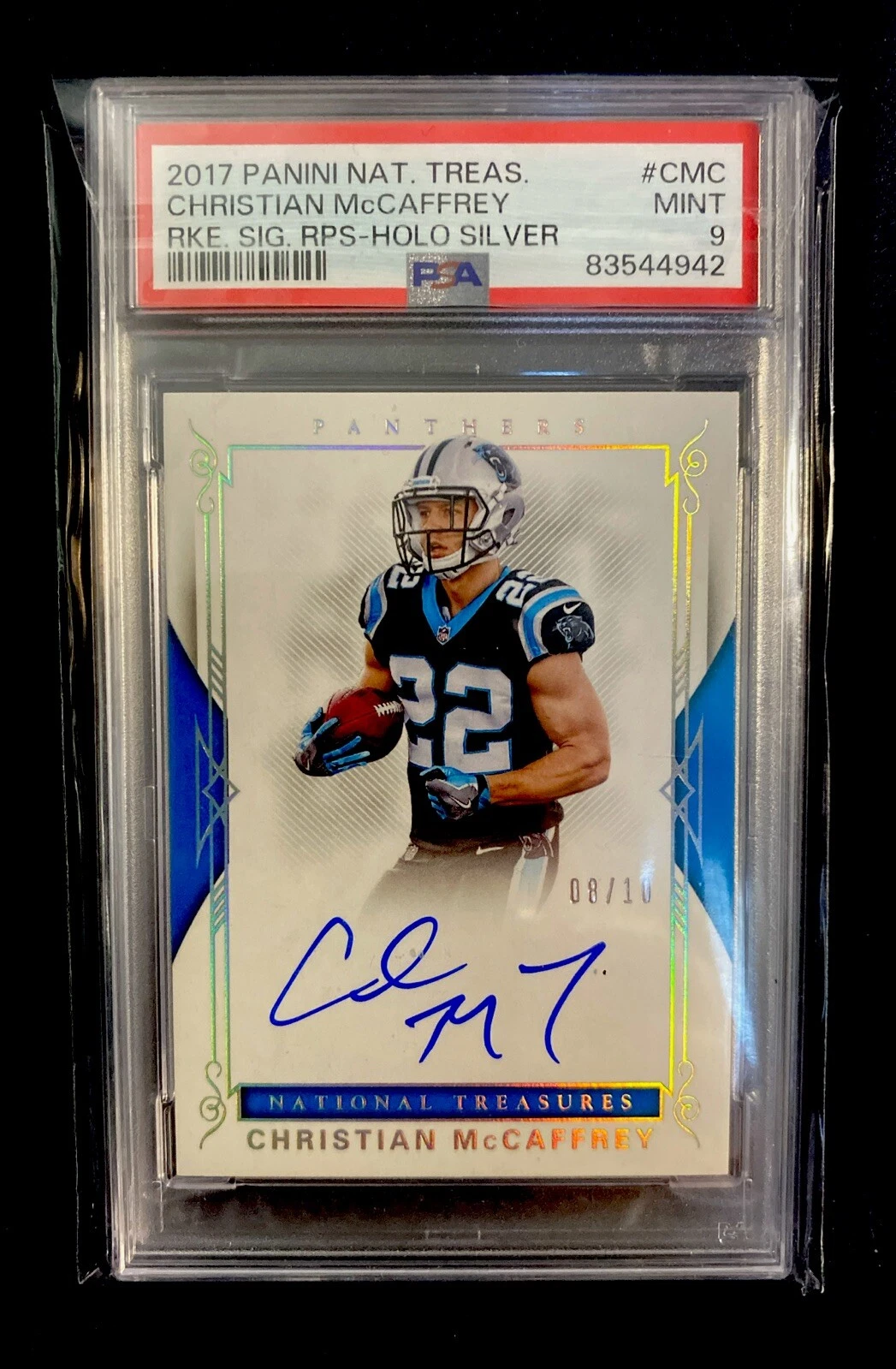 Christian McCaffrey Panini National Treasures Rookie Signature Rps #CMC Holo Silver