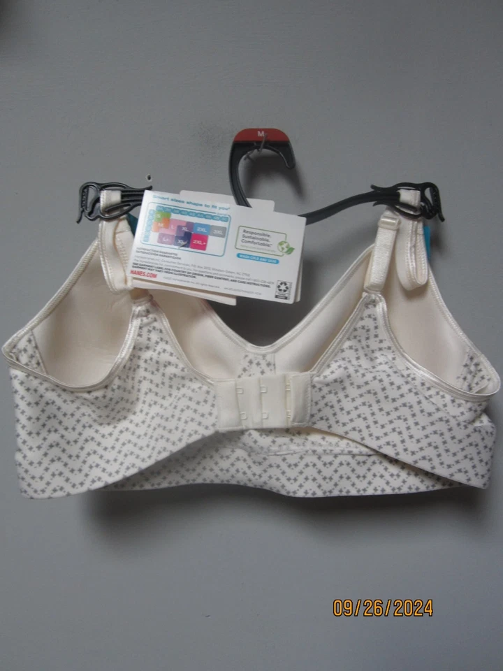 Sujetador Hanes para mujer cómodo ajuste flexible patrón marfil sin alambres talla M Foto 2 de 3