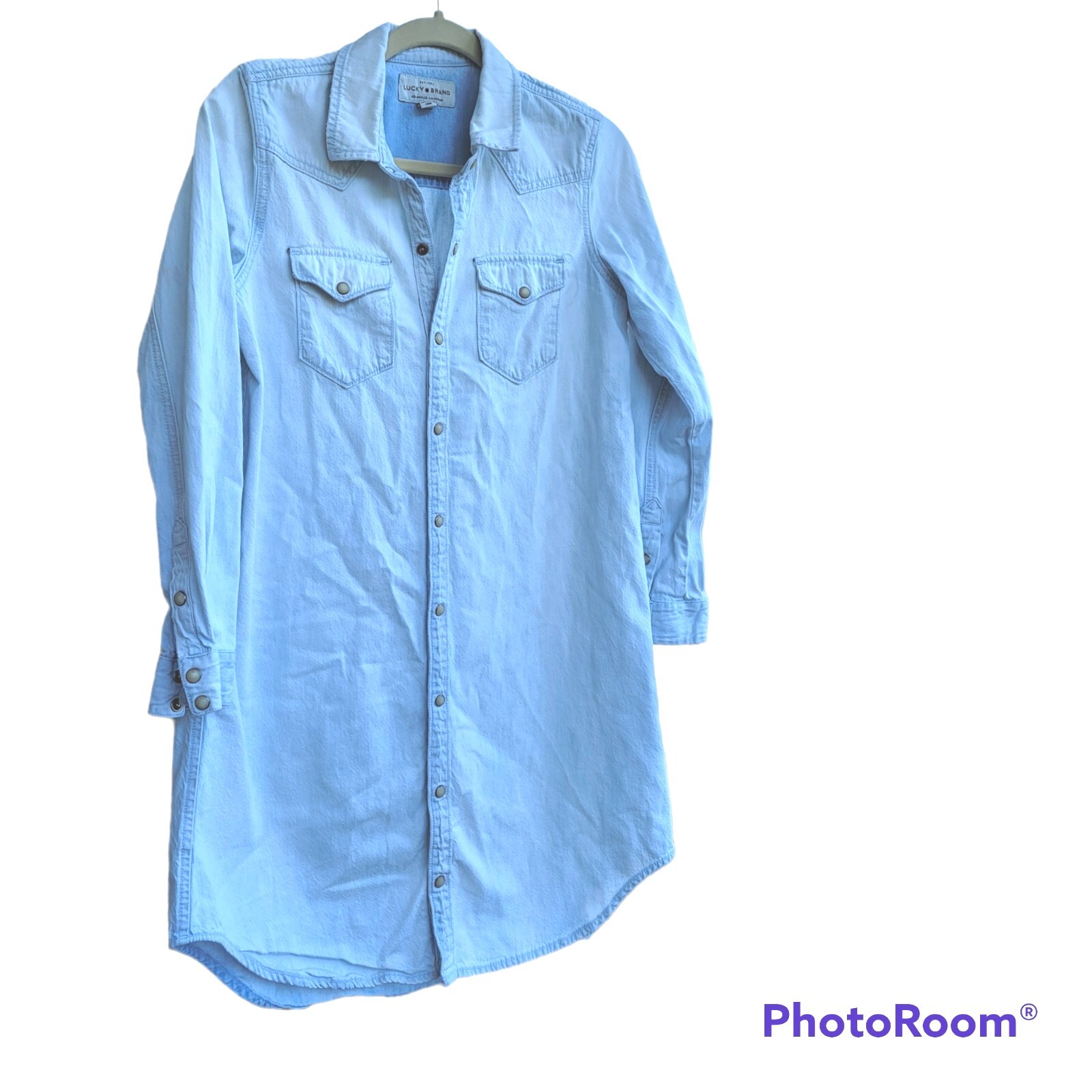 Lucky Brand Denim Western Shirt Dress Womens Extra Sm… Gem