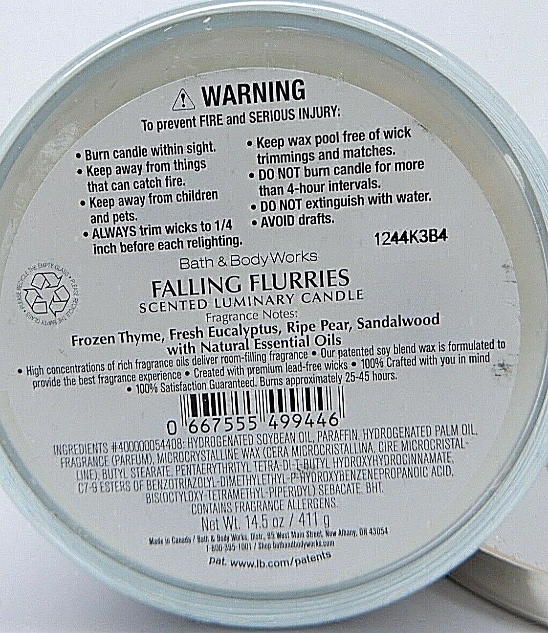 BATH & BODY WORKS FALLING FLURRIES SCENTED 3 WICK CANDLE 14.5oz NEW eBay