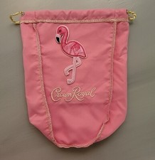 Custom Crown Royal 8-9" Pink Bag w/ Standing Flamingo Patch 750ml/1 liter size