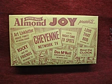 VINTAGE PETER PAUL ALMOND JOY - RETAIL BOX (ONLY) - W/ TV SHOW ADVERTISING -NICE
