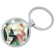 Elegant Evening Tea Keychain - Includes 1.25 Inch Loop for Keys or Backpack