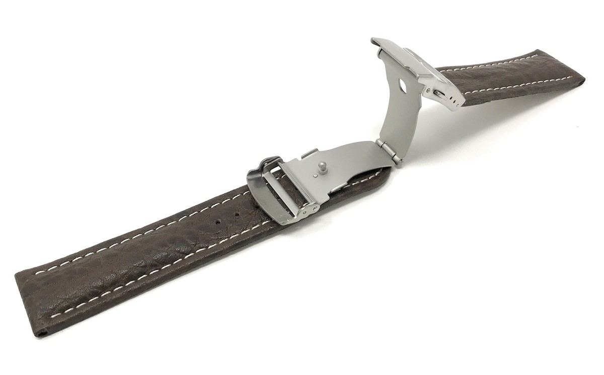 20mm Top Grain Leather Deployment Watch Band for Raymond Weil