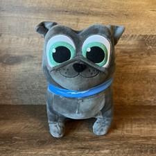 Disney Store Plush Puppy Dog Pals BINGO Gray Bulldog Stuffed Animal Blue Collar