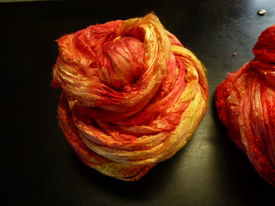 Mulberry Silk Top Hand Dyed 2 Ounces Sunset