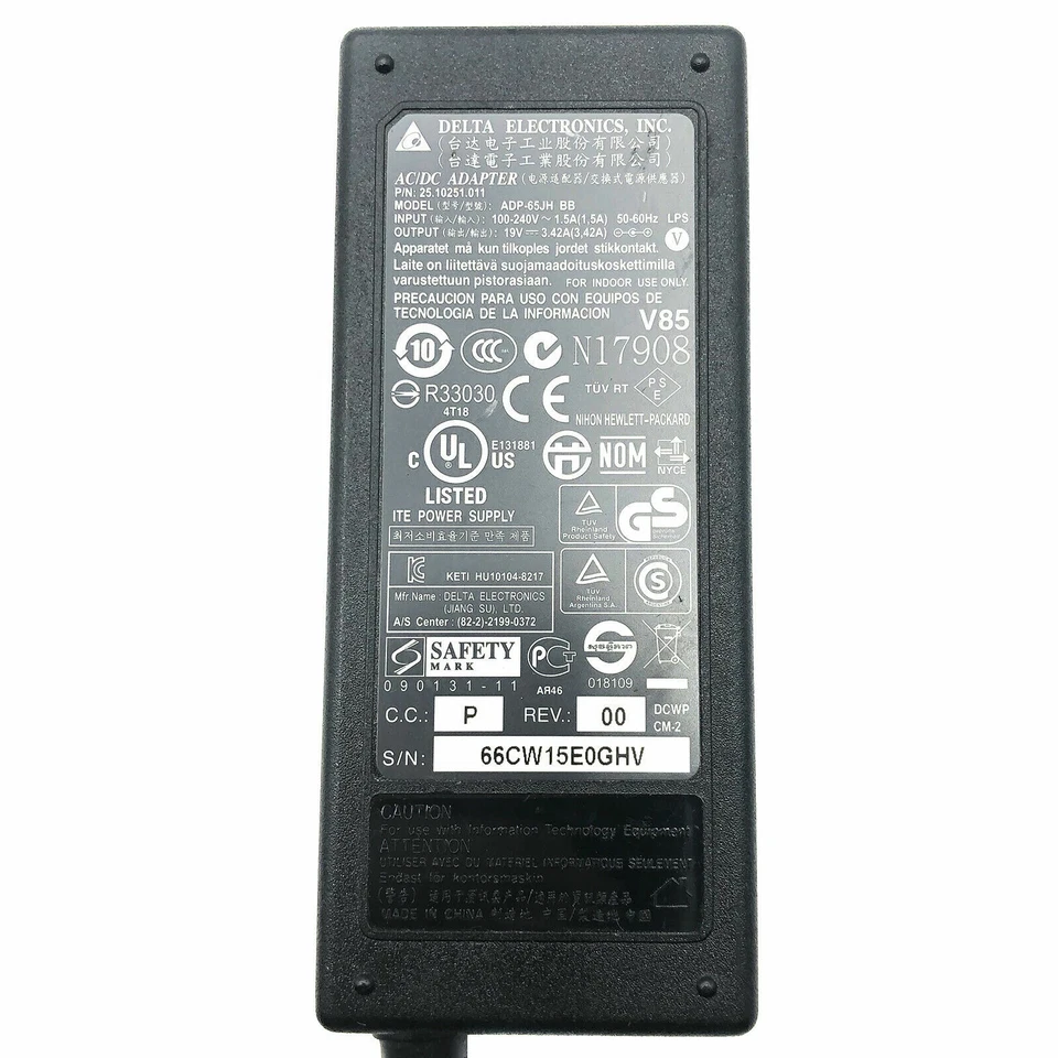 Оригинальный адаптер переменного тока 65 Вт Delta для зарядного устройства HP Pavilion SleekBook 15 RMN TPN-Q114 - Изображение 2 из 4