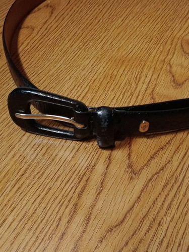 Ralph Lauren Women’s Crocodile Embossed Black Leather Belt Size Medium - Picture 2 of 6