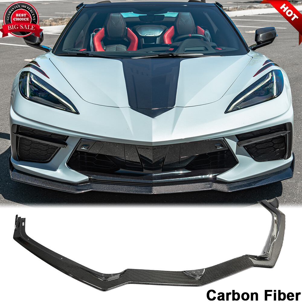 For Chevrolet Corvette C8 Stingray 2020-21 Carbon Fiber Front Bumper Lip Spoiler