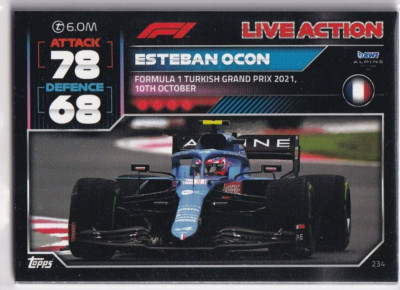 Topps F1 Turbo Attax 2022 Formel 1 Karte Nr. 234 Live Action Esteban Ocon