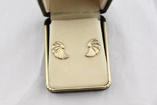 14K gold Spiral Shell EARRINGS stud Posts Pierced Ears Vintage