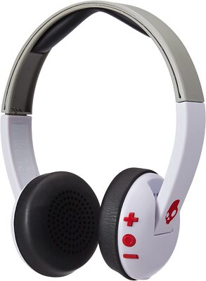 Skullcandy Uproar Bluetooth Headphone WHT/GRY/RED  Seller Refurbished-Very Good