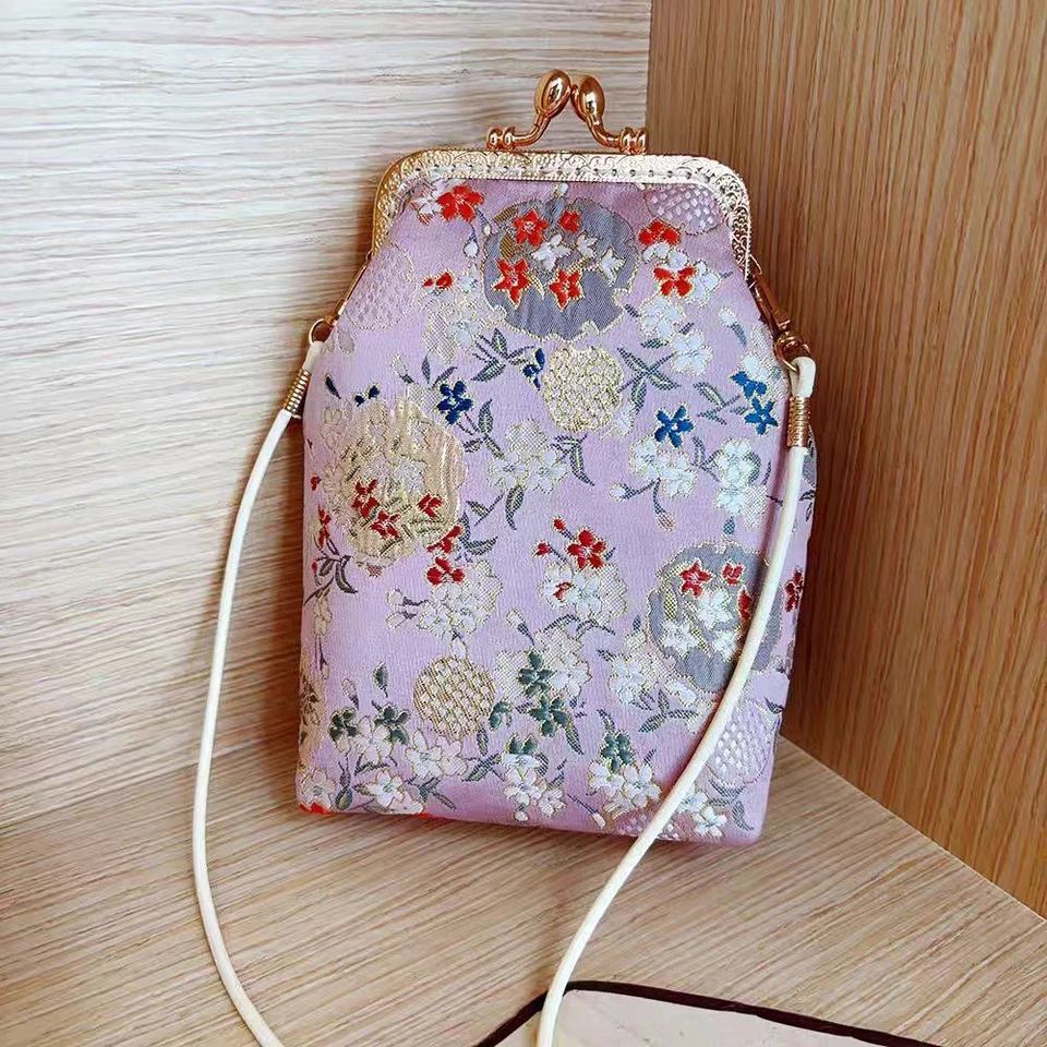 Handmade Chinese style cheongsam skirt crossbody mobile phone change bag — 第 2/4 张图片