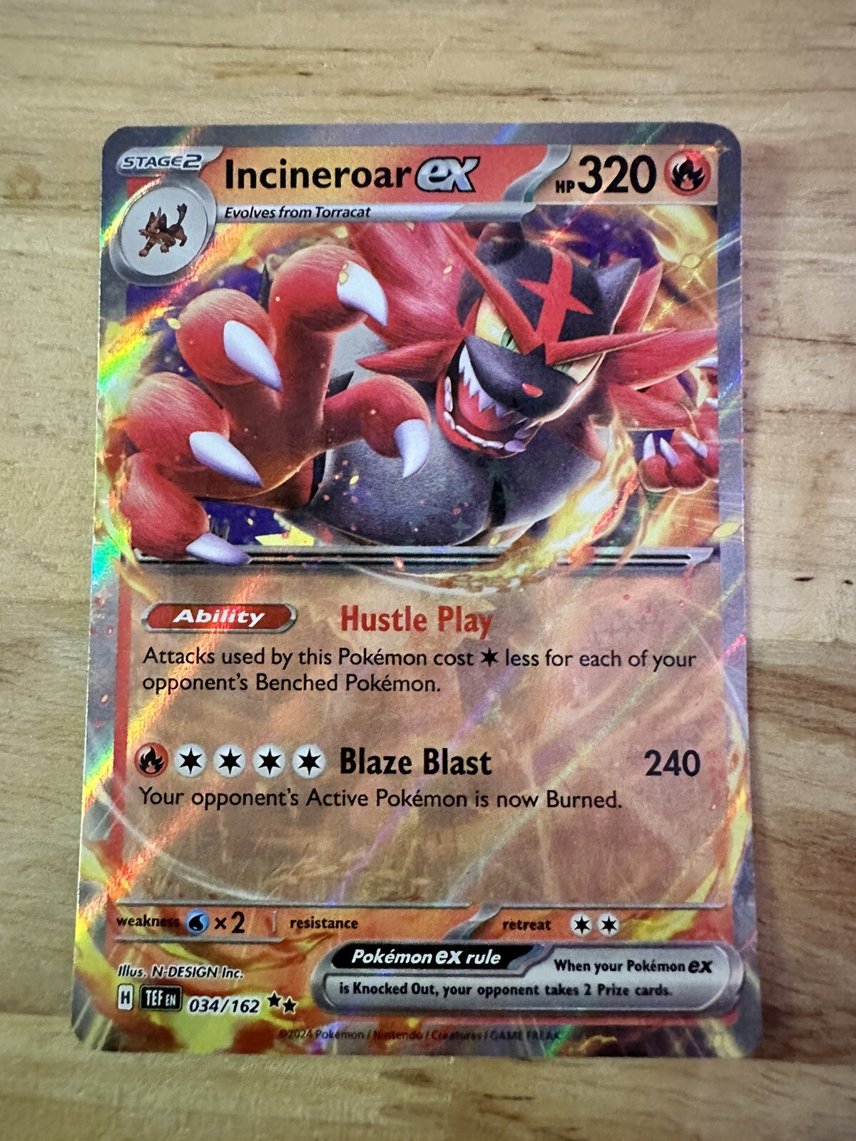 Incineroar ex - 034/162 Temporal Forces Double Rare Pokemon - NM/MINT